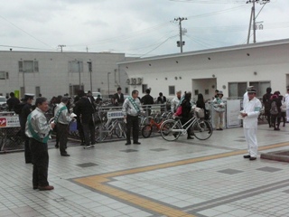 Bicycle theft prevention street campaign at the station bicycle parking lot