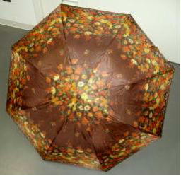 画像：折りたたみ傘（茶色花柄）